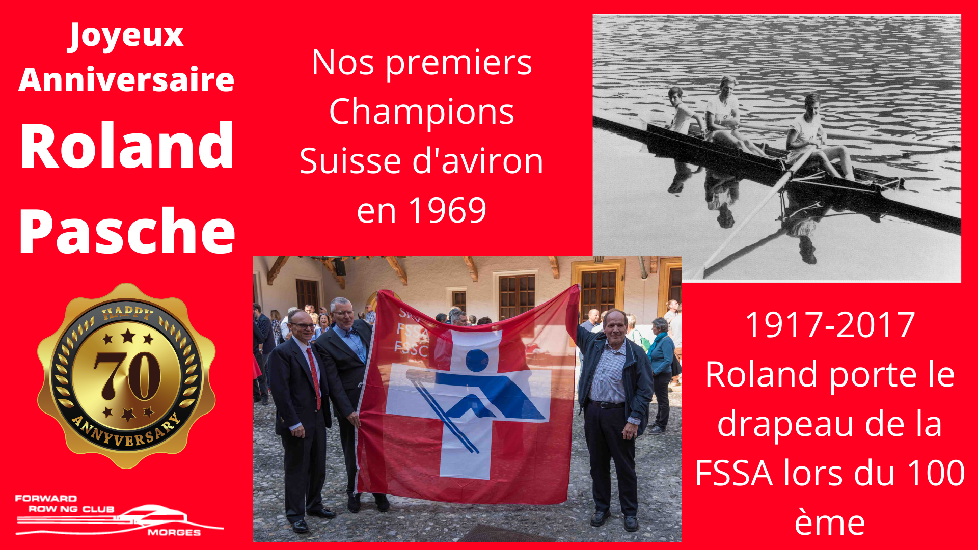 Les 70 Ans De Notre Premier Champion Suisse Roland Pasche En 1970 Joyeux Anniversaire Forward Rowing Club
