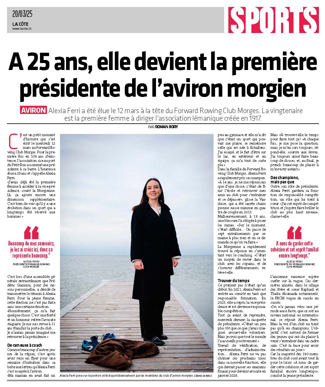 Article La Côte sur Alexia Ferri